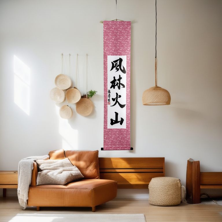 Furin Kazan, Hanging Scroll - Handcrafted Japanese Calligraphy Shodo Artwork (Free Shipping)