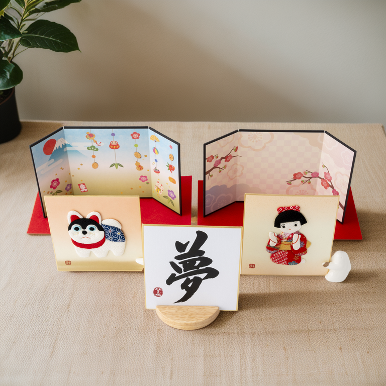 Bundled Product: Themed "Dream" - Shodo and Raised Cloth Artwork, Design 1