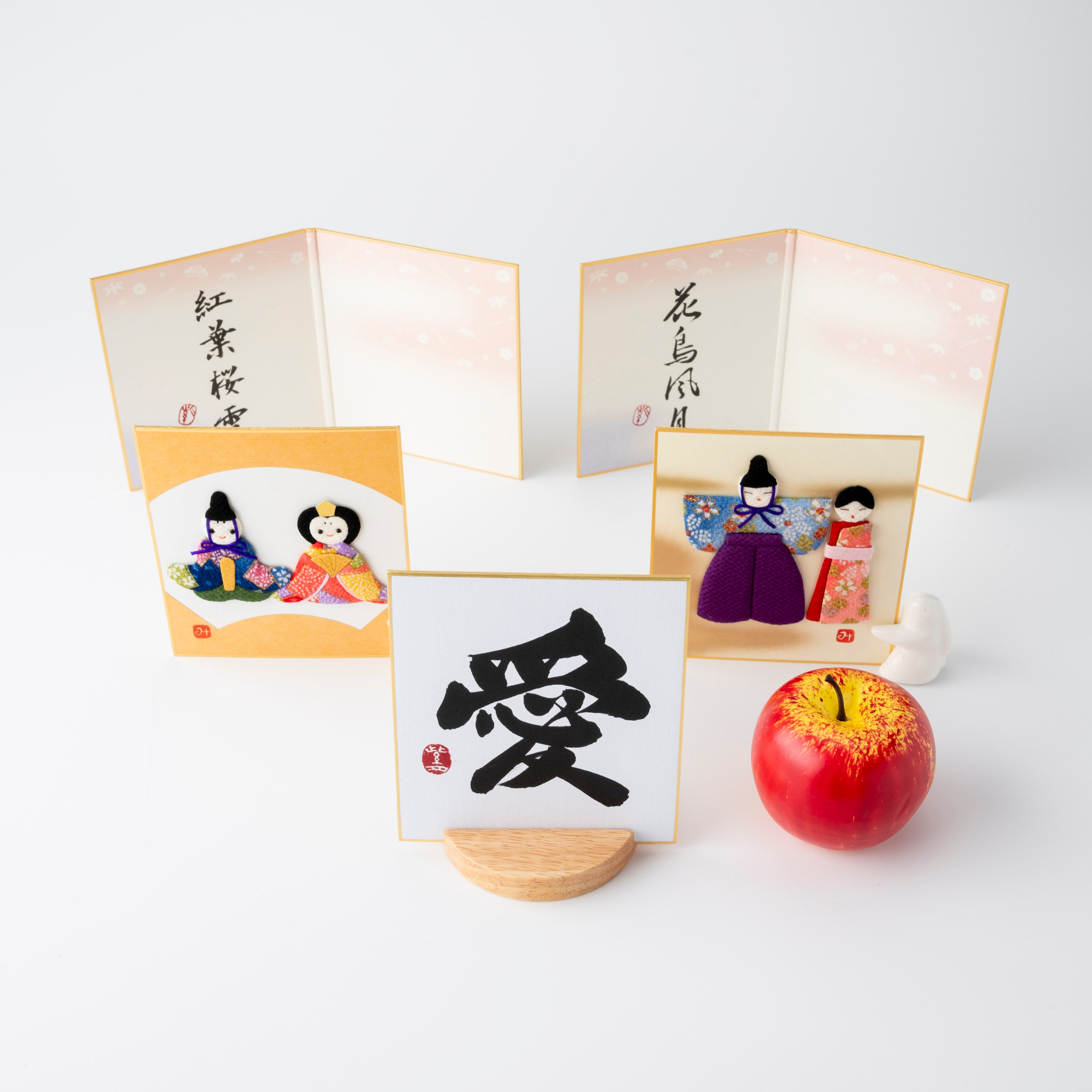 Bundled Product: Themed "Love" - Shodo and Raised Cloth Artwork, Design 3