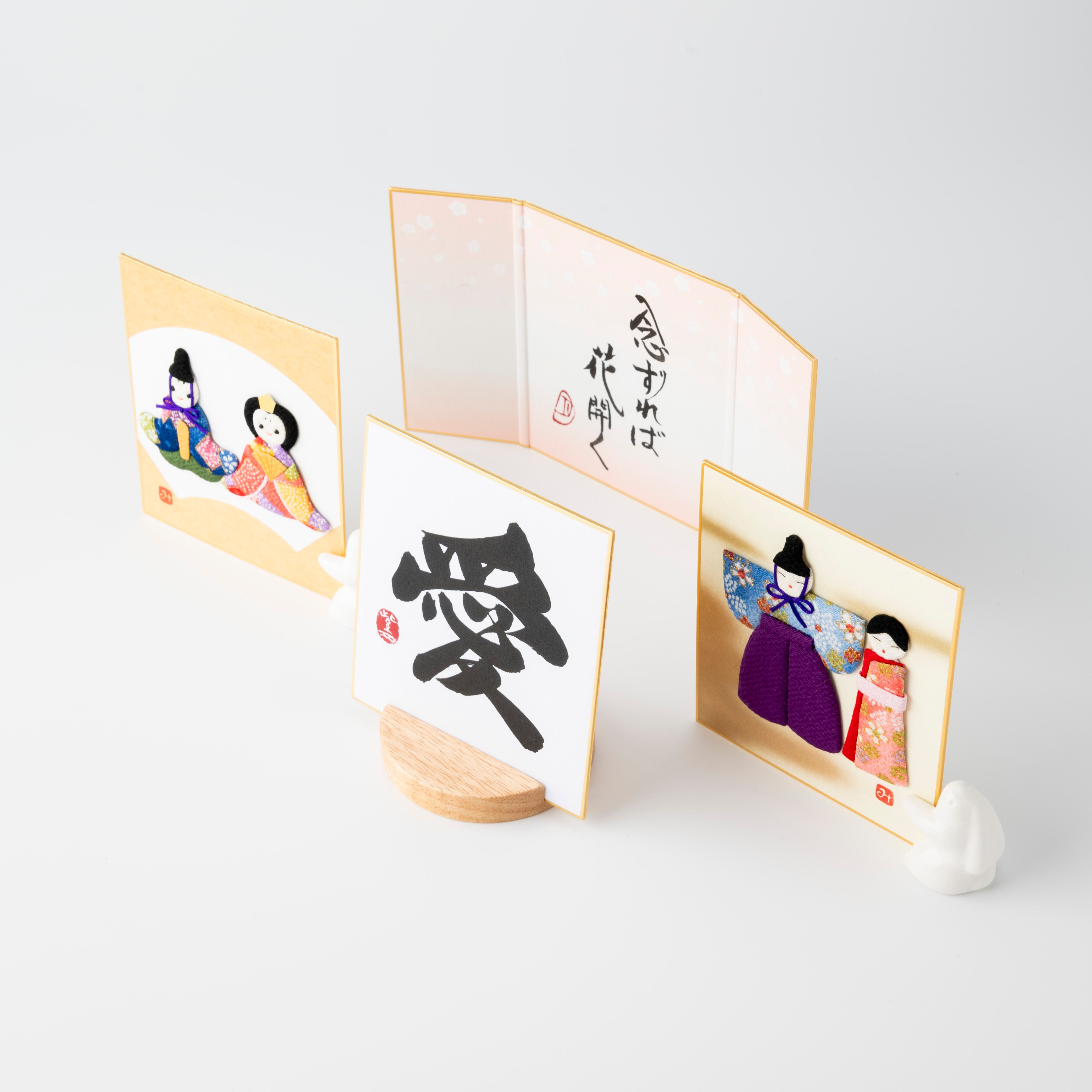 Bundled Product: Themed "Love" - Shodo and Raised Cloth Artwork, Design 2